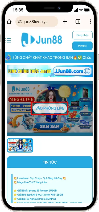 Bước 4: Nhấn "VÀO PHÒNG LIVE" để tham gia phiên live